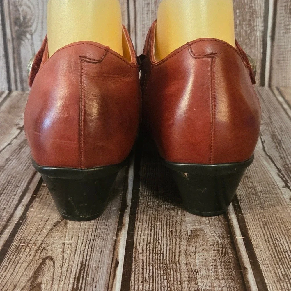 Sz 8.5 Aetrex Rachel Burgundy Leather Laser Cut Mary Jane Comfort Pumps Shoes